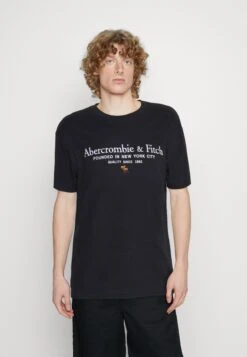 Abercrombie & Fitch HERITAGE LOGO UPDATE - T-shirt Z Nadrukiem - Casual Black