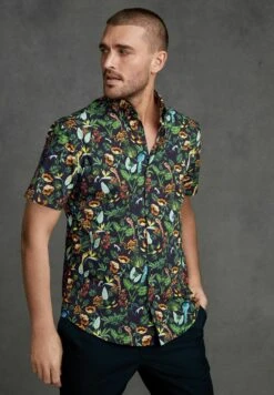 Next SIGNATURE FERNO ITALIAN PRINTED SHORT SLEEVE - Koszula - Blue Green Monkey -Sklep Odziezowy 079026777c1e49f0a7b7c4a259940a84