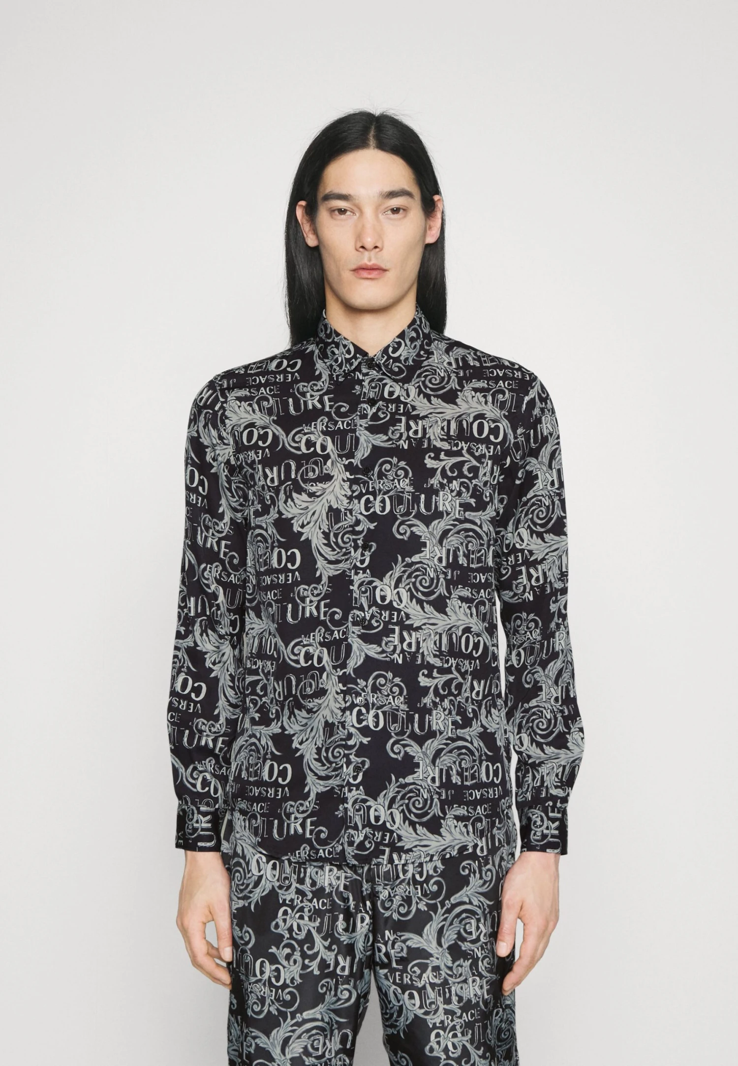 Versace Jeans Couture LOGO COUTURE - Koszula - Steelcoloured 1 Versace Jeans Couture LOGO COUTURE - Koszula - Steelcoloured