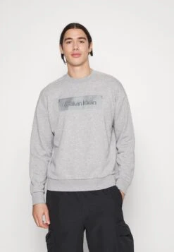Calvin Klein EMBROIDERED COMFORT - Bluza - Mid Grey Heather