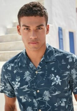 Next SHORT SLEEVE HAWAIIAN PRINT STANDARD - Koszula - Navy Blue -Sklep Odziezowy 1b592b9d514a4abcad8b79dbc269b54e