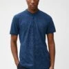 Koton MANDARIN COLLAR BUTTONED SHORT SLEEVE - T-shirt Basic - Indigo