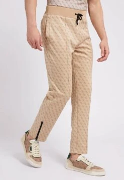 Guess ALLOVER LOGO - Spodnie Treningowe - Beige