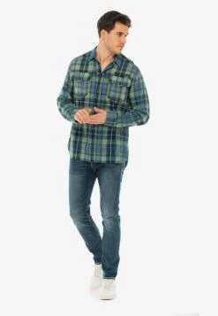 TRUE RELIGION KAROHEMD - Koszula - Green Blue Check