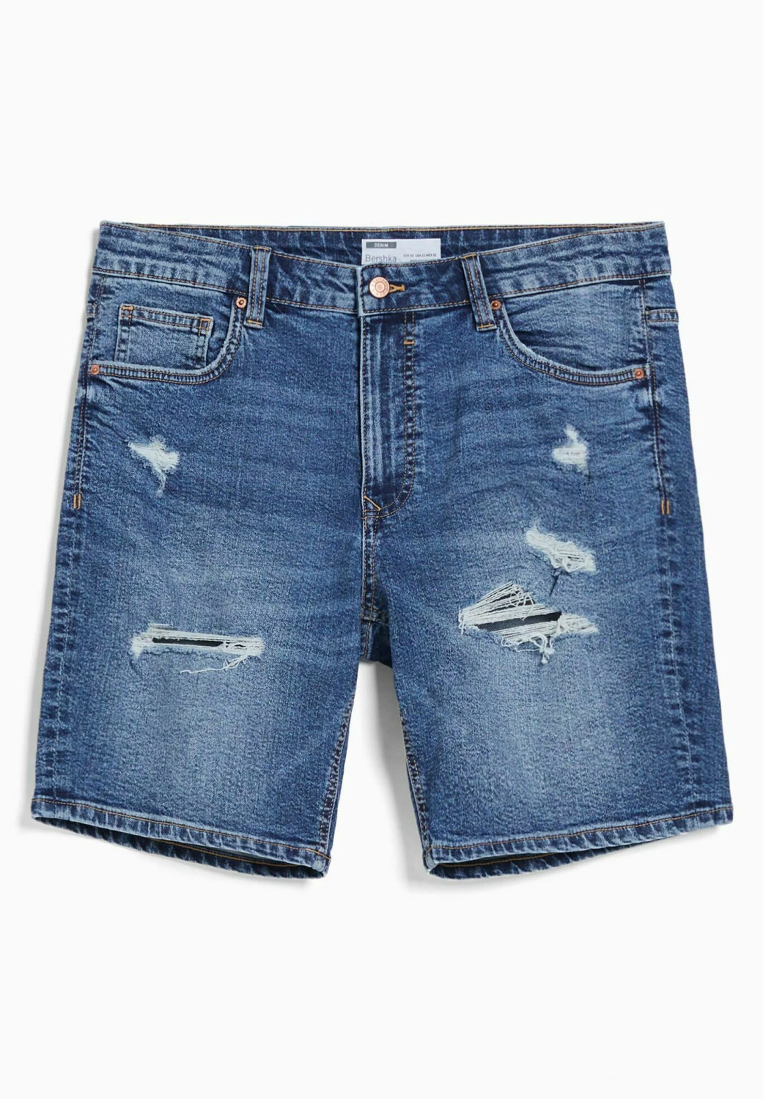 BERSHKA RIPPED - BERMUDA - Szorty Jeansowe - Dark Blue 5 BERSHKA RIPPED - BERMUDA - Szorty Jeansowe - Dark Blue - obrazek 5