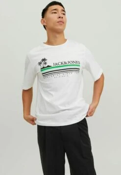 Jack & Jones CREW NECK - T-shirt Z Nadrukiem - Bright White