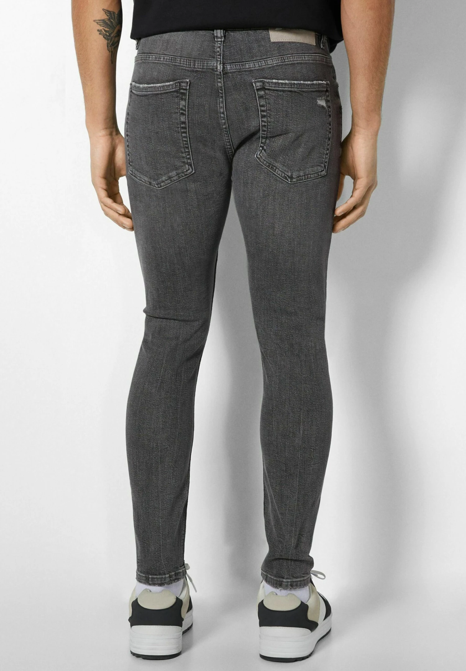 BERSHKA RIPPED - Jeansy Skinny Fit - Mottled Dark Grey 2 BERSHKA RIPPED - Jeansy Skinny Fit - Mottled Dark Grey - obrazek 2