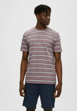Selected Homme GESTREIFTES - T-shirt Z Nadrukiem - Wistful Mauve