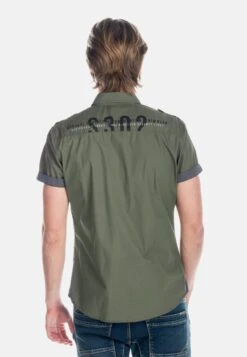 Koroshi SHORT SLEEVE WASH EFFECT - Koszula - Oliva Olive -Sklep Odziezowy c86b7b15aee049fca9ee309f3078fa1a