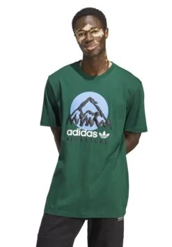 Adidas Originals TEE - T-shirt Z Nadrukiem - Dark Green