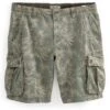 Next PREMIUM LAUNDERED CARGO STANDARD - Szorty Jeansowe - Khaki Green Palm Print