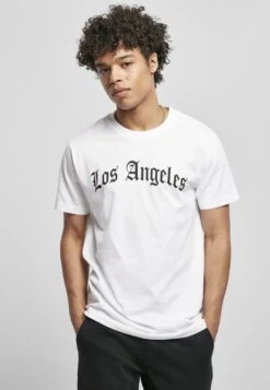 Mister Tee LOS ANGELES WORDING - T-shirt Z Nadrukiem - White