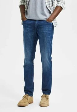 Selected Homme Jeansy Straight Leg - Medium Blue Denim
