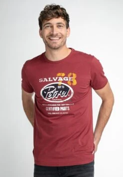 Petrol Industries LOGO - T-shirt Z Nadrukiem - Maroon