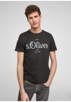 S.Oliver LOGO - T-shirt Z Nadrukiem - Black